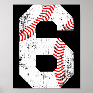 Poster T Shirt Baseball 6 Numéro de Maillot
