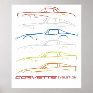 Poster T-Shirt Chevrolet Corvette Noir avec 1953-2019 Mod