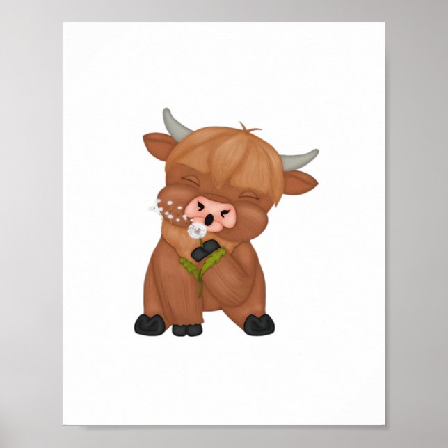 Poster T-shirt classique de la vache de Highland et du ch (Devant)