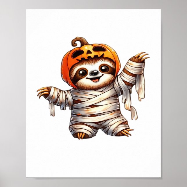 Poster T-shirt classique de Sloth Mummy Halloween (Devant)