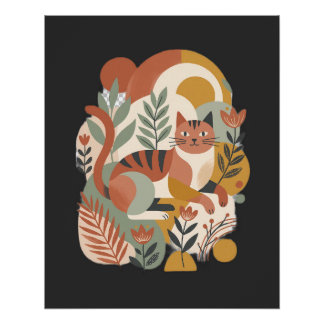 Poster T-Shirt d'art rétro floral boho