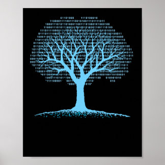 Poster T-shirt de codage d'ordinateur de l'arbre binaire