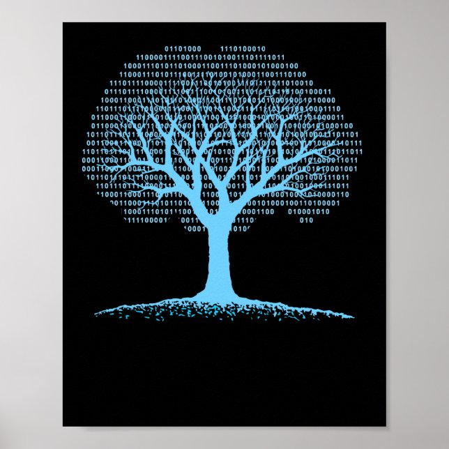 Poster T-shirt de codage d'ordinateur de l'arbre binaire (Devant)