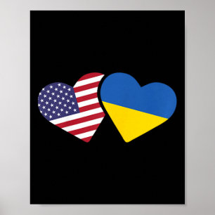Poster T Shirt Drapeau Ukraine Usa Cœur Ukrainiens Améric