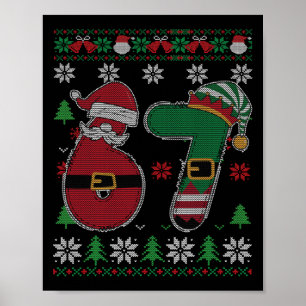 Poster T-shirt drôle 67 Meme 6 7 pour Noël pour garçons 