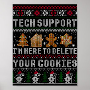 Poster T Shirt drôle de Noël Tech Suprt Ordinateur