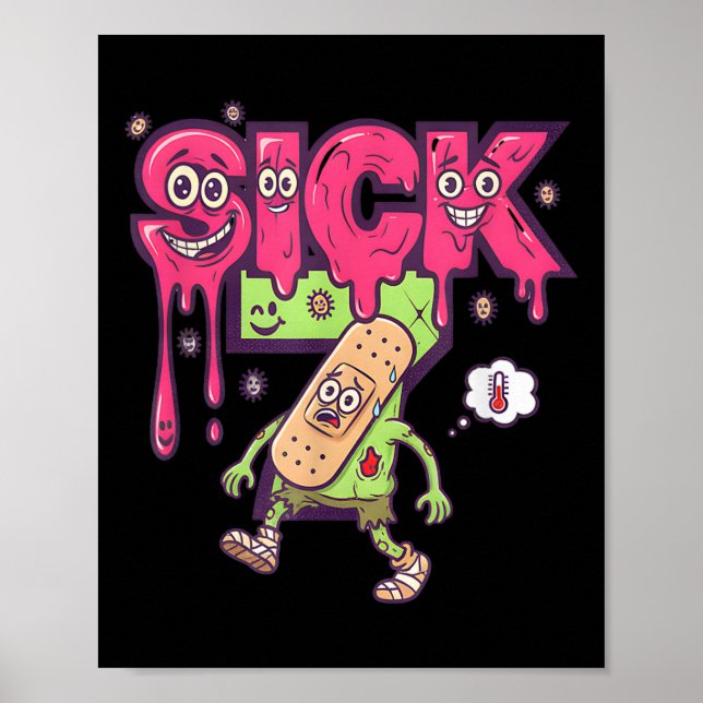 Poster T-shirt drôle malade sept mème six sept jeu de mot (Devant)