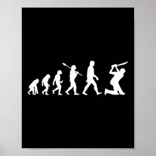 Poster T-shirt drôle sur l'évolution du cricket pour joue