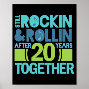 Poster T-shirt du 20e anniversaire 20 ans ensemble Couple