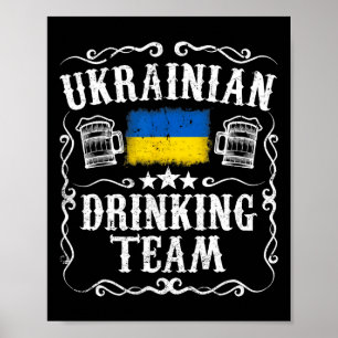 Poster T Shirt Équipe de Boisson Ukrainienne Drapeau Ukra