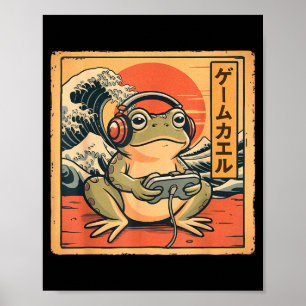 Poster T-shirt graphique drôle de grenouille de jeu pour