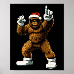Poster T-shirt graphique drôle de Noël Bigfoot Santa Enfa