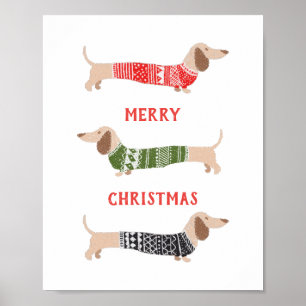 Poster T-shirt Joyeux Noël Chiens de Vienne Dachshund