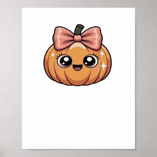 Poster t-shirt kawaii citrouille surdimensionné (Devant)