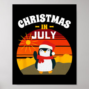Poster T-shirt Noël en Juillet Été Pingouin Noël Je