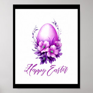 Poster T-shirt œuf de Pâques rose en fleurs