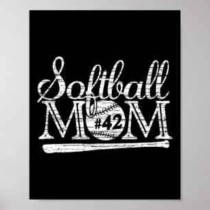 Poster T-shirt pour maman de softball #42 Joueur préféré