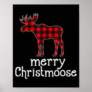 Poster T Shirt Rouge à Carreaux Joyeux Christmoose Noël M