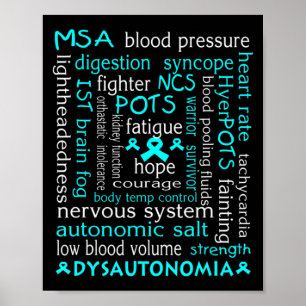 Poster T-shirt Sensibilisation Dysautonomia Ribbon Turquo