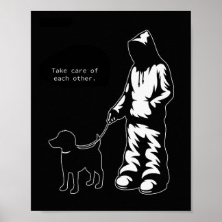 Poster T-shirt Sweat - shirt à capuche/Chien "Prenez soin