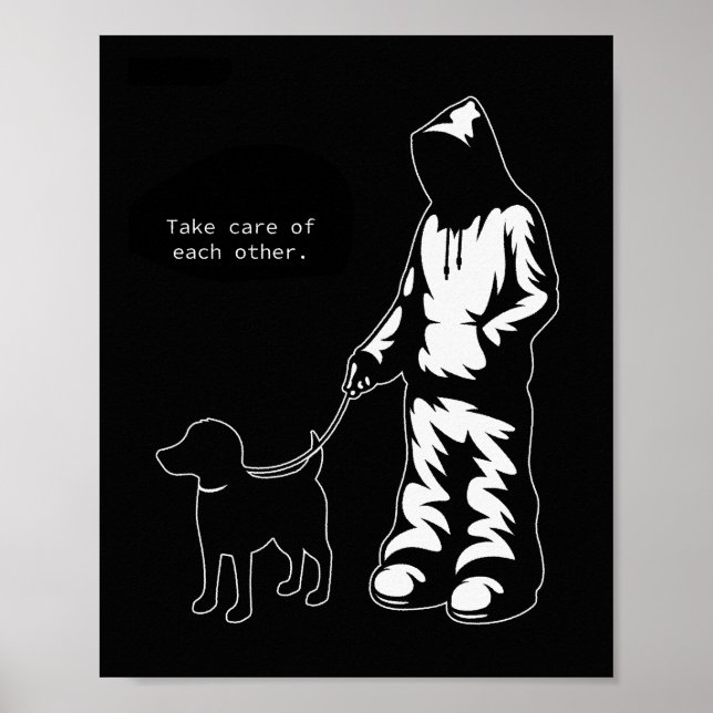 Poster T-shirt Sweat - shirt à capuche/Chien "Prenez soin (Devant)