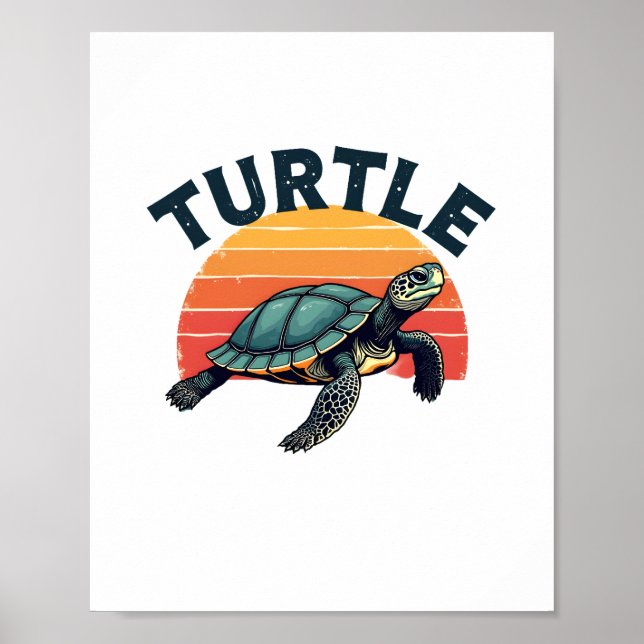Poster T-shirt tortue rétro (Devant)