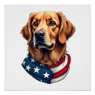 Poster T-shirt vintage à visage de Golden Retriever patri