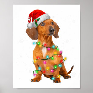 Poster T-shirts de Noël de l'arbre de chiens de teckel Ca