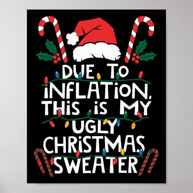 Poster T-shirts de Noël Laids Drôles en Raison de l'Infla (Devant)