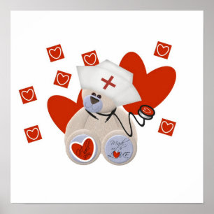 Poster T-shirts et cadeaux d'amour d'infirmière d'ours d