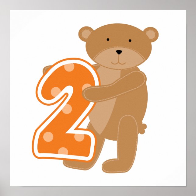 Poster T-shirts et cadeaux de 2e anniversaire de l'ours (Devant)