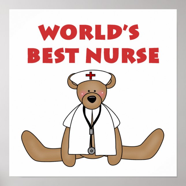 Poster T-shirts et cadeaux de Bear World's Best Nurse (Devant)