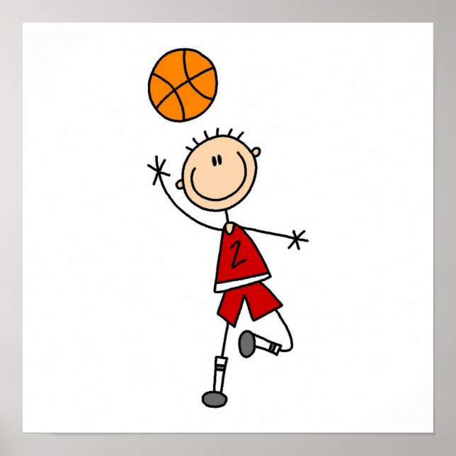 Poster T-shirts et cadeaux du Red Boy Basketball Player (Devant)