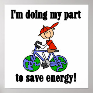 Poster T-shirts et cadeaux Economisez de l'énergie à vélo