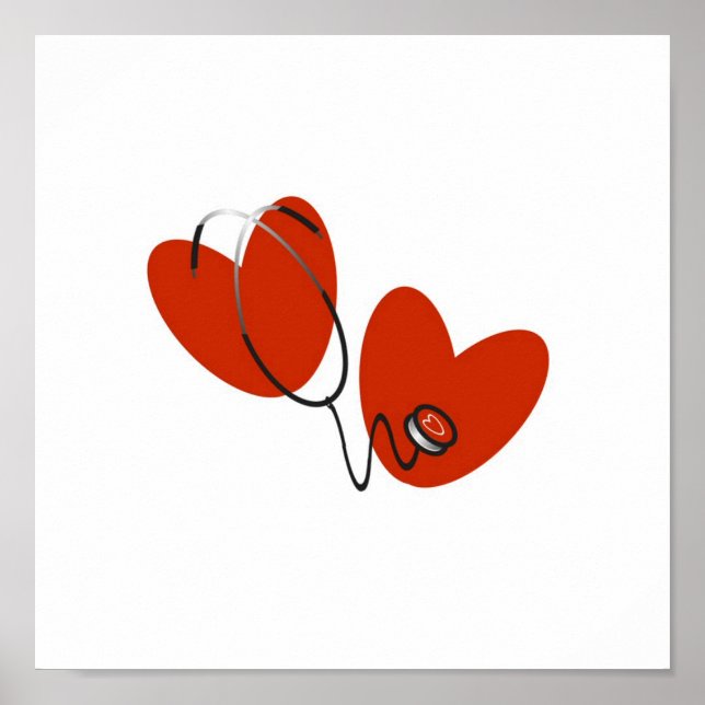 Poster T-shirts et cadeaux Hearts and Stethoscope (Devant)