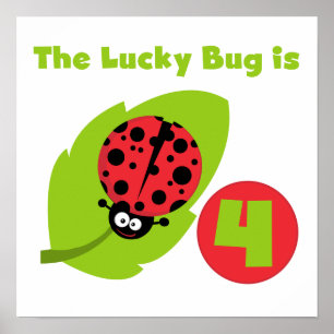 Poster T-shirts et cadeaux Lucky Bug 4th Birthday