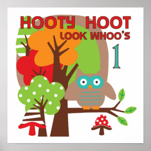 Poster T-shirts et cadeaux Owl First Birthday
