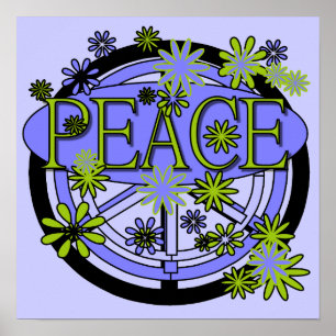 Poster T-shirts et cadeaux Purple and Lime Peace