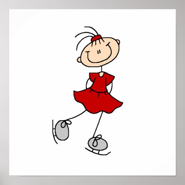 Poster T-shirts et cadeaux Red Girl Ice Skater (Devant)
