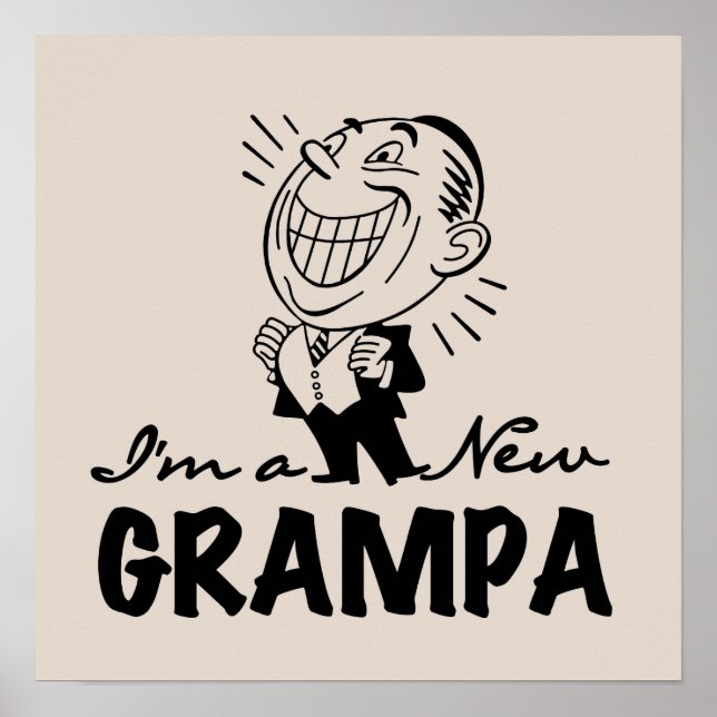 Poster T-shirts et cadeaux souriants New Grampa (Devant)