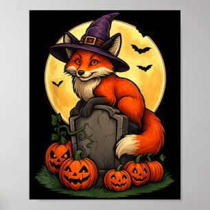 Poster T-shirts Fox Pumpkin Halloween pour hommes femmes