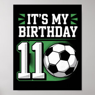 Poster T-shirts pour garçon d'anniversaire 11 Football C'