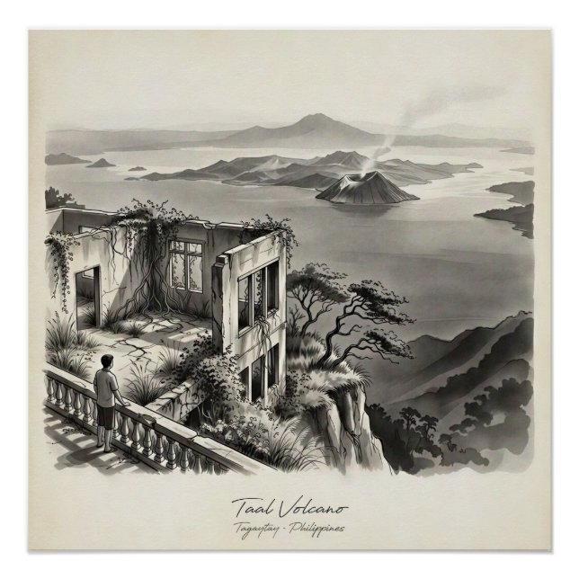 Poster Taal Volcano Tagaytay Philippines Landscape (Devant)