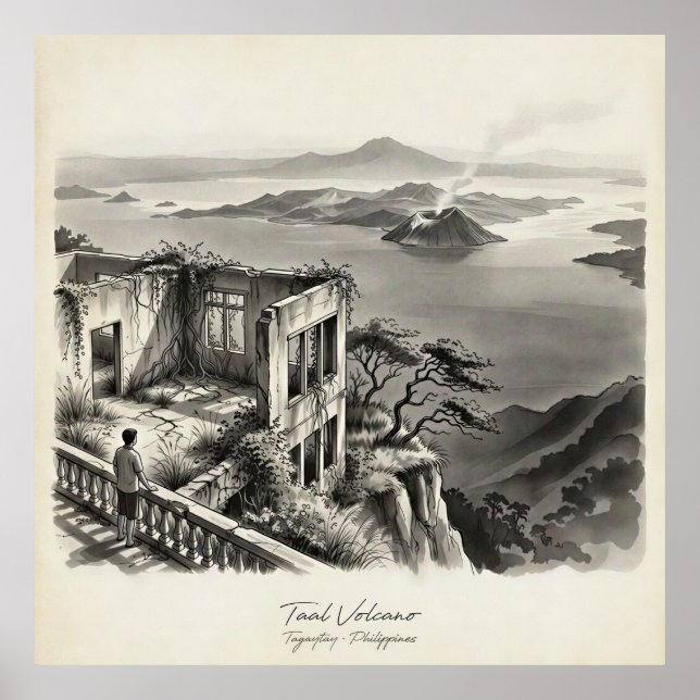 Poster Taal Volcano Tagaytay Philippines Landscape (Devant)