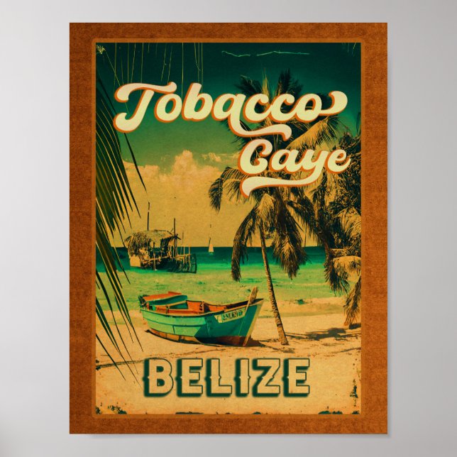 Poster Tabac Caye Belize Palmiers Vintages Souvenirs (Devant)