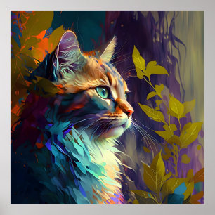 Poster Tabby Chat coloré