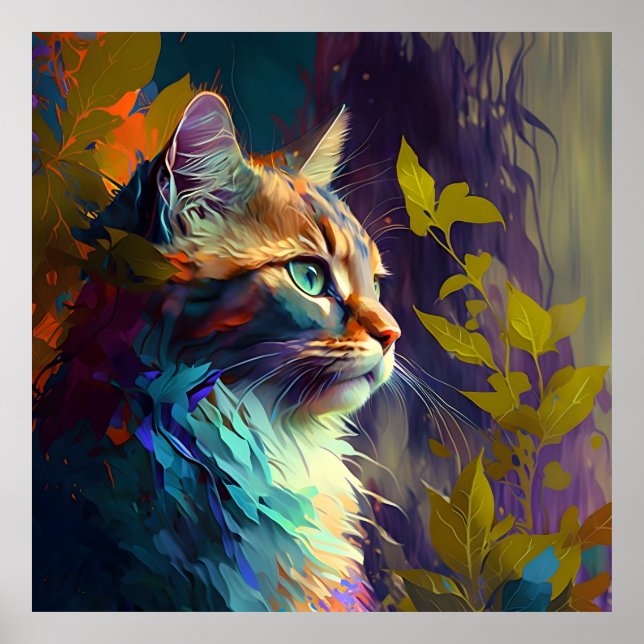 Poster Tabby Chat coloré (Devant)