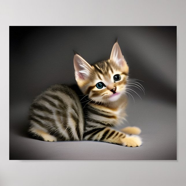 Poster Tabby chatte moelleux chatte bébé (Devant)