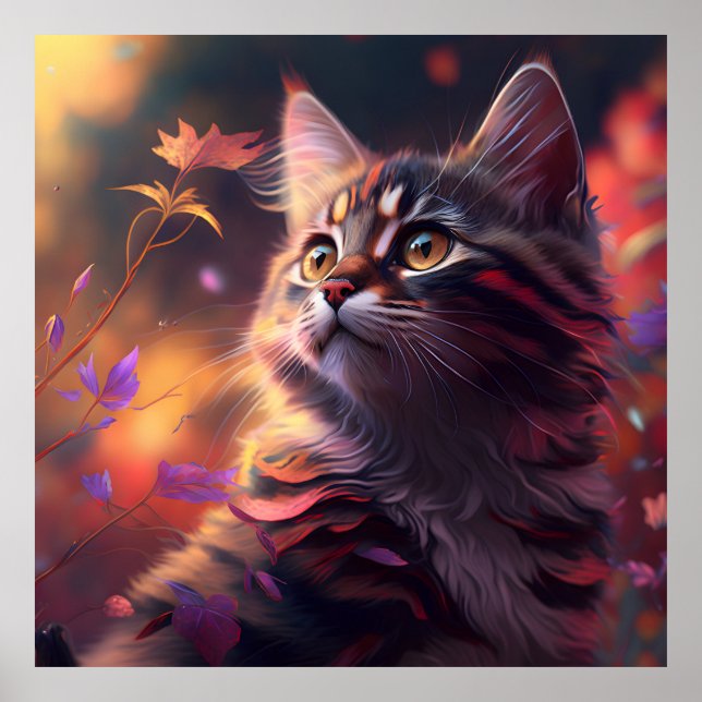Poster Tabby Kitten coloré (Devant)