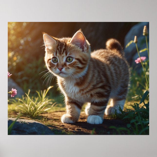 Poster *~* TABBY observer Kitty Cat 5:4 Feline Kitten (Devant)